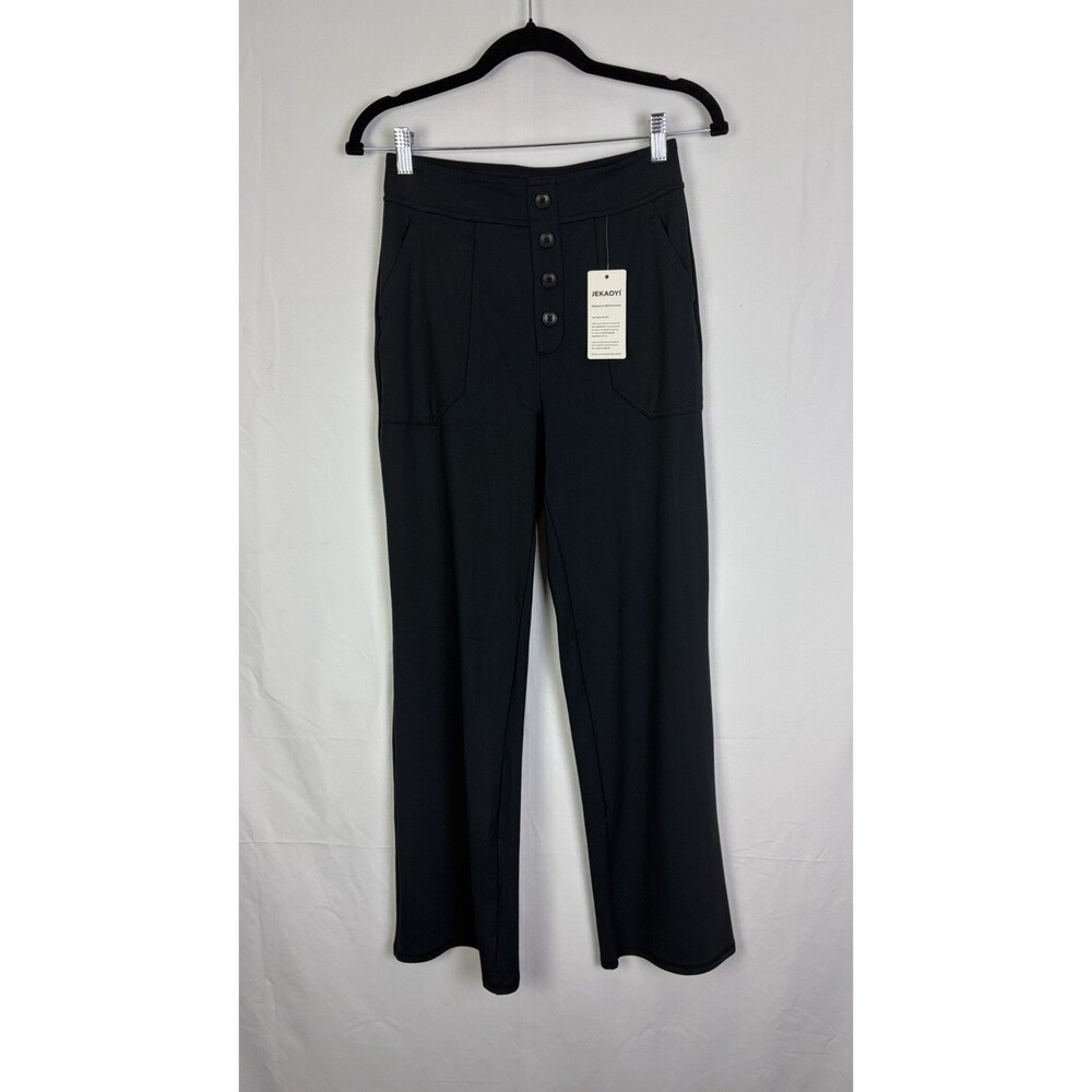JEKAOYI Casual High Sailor Waist Yoga Flare Leg Pants Stretchy Women’s Black NWT